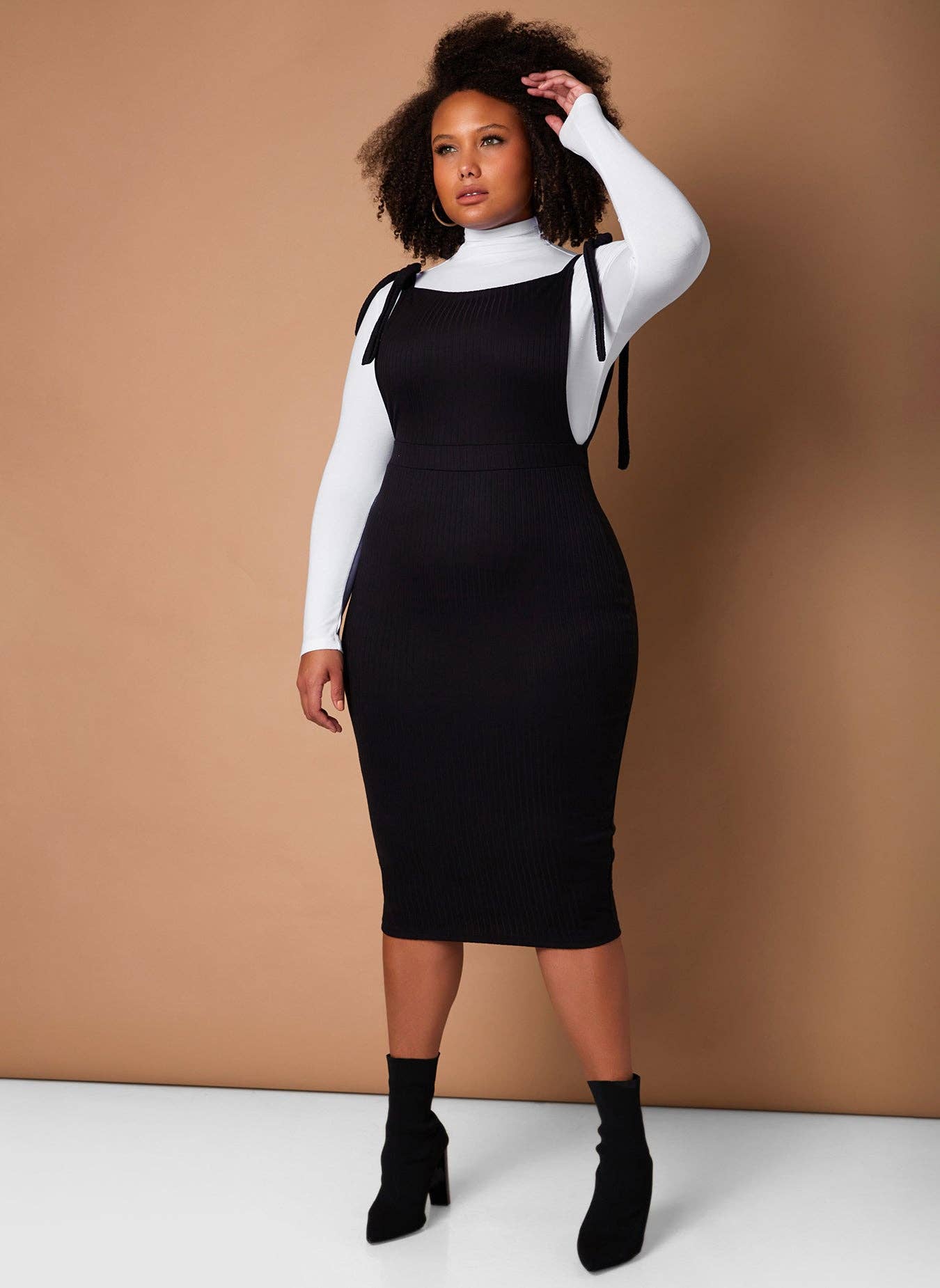 Black Timeless Overall Bodycon Midi Dress for wholesale on Faire0