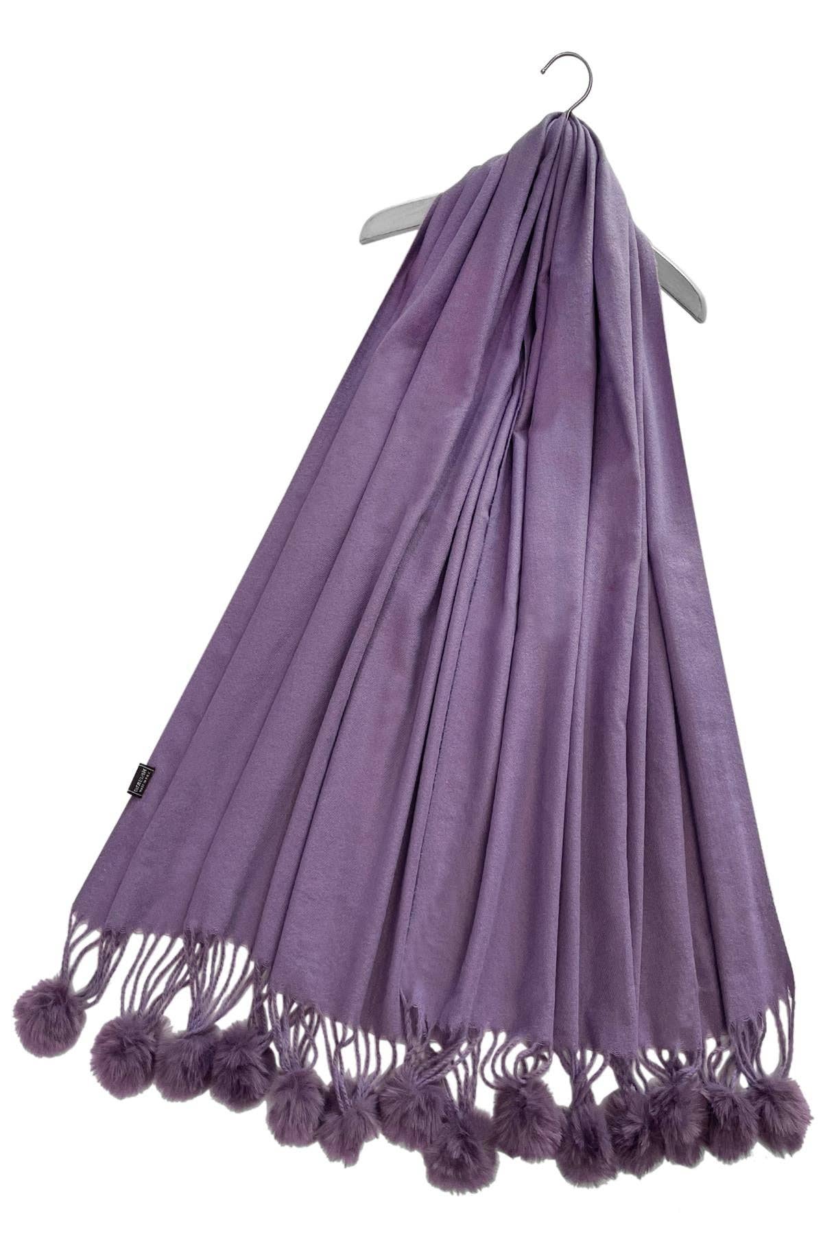 Fashion Scarf World – wholesale Scarf – Women's – Plain Wool Pom Pom Scarf11