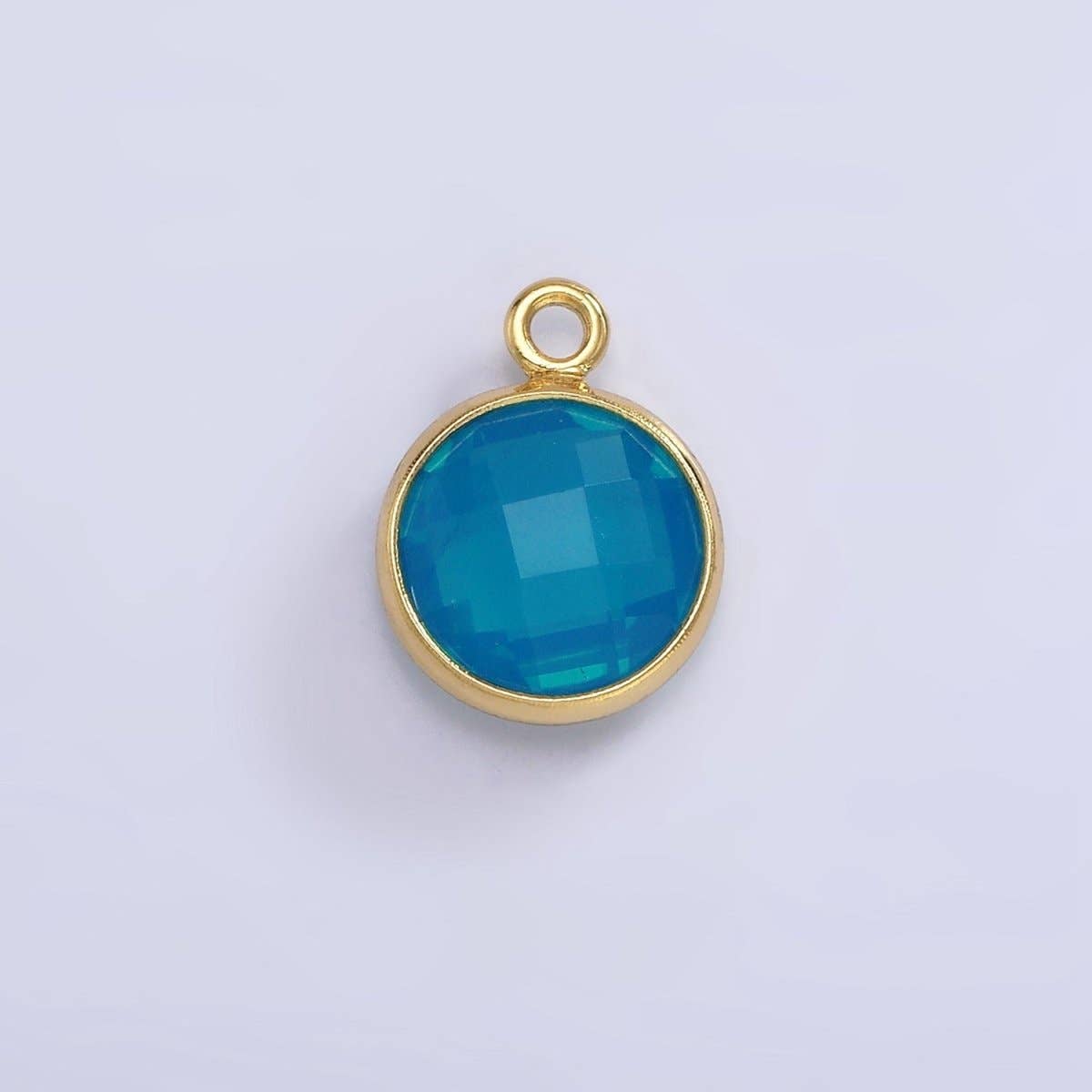 Aim Eternal - Wholesale Individual Charm/Pendant - 9mm Round BIRTHSTONE Cubic Zirconia Circle Gold Charm Add on Component For Jewelry Making | N-1209 N-121010