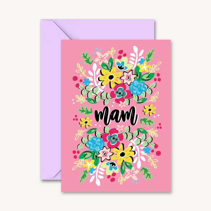 "Mam" Mors dag-kort | Färgglad blommig design för wholesale av Natalie Lea Owen
