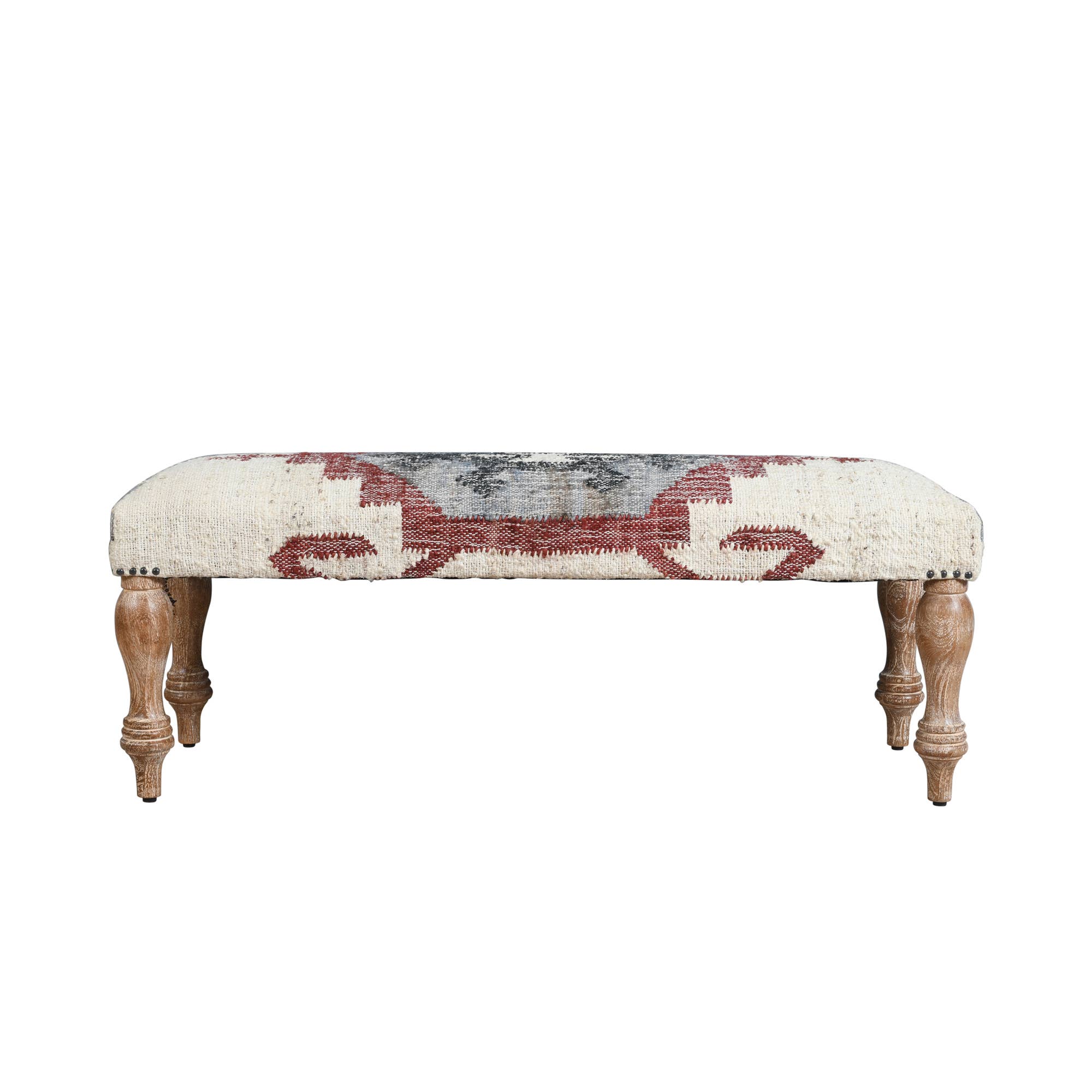 LR Home - Wholesale Bench - Handmade White-Wash Mango Wood Bench with Metal Base5