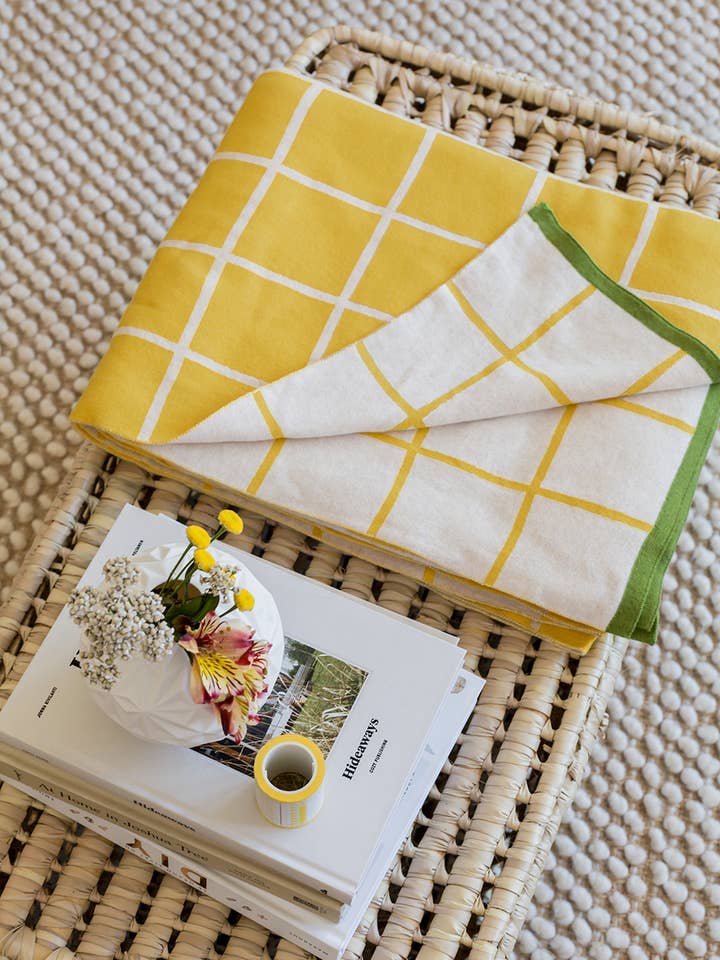 Todden-deken geel, zachte jacquard gebreide katoen voor wholesale door Funky Doris