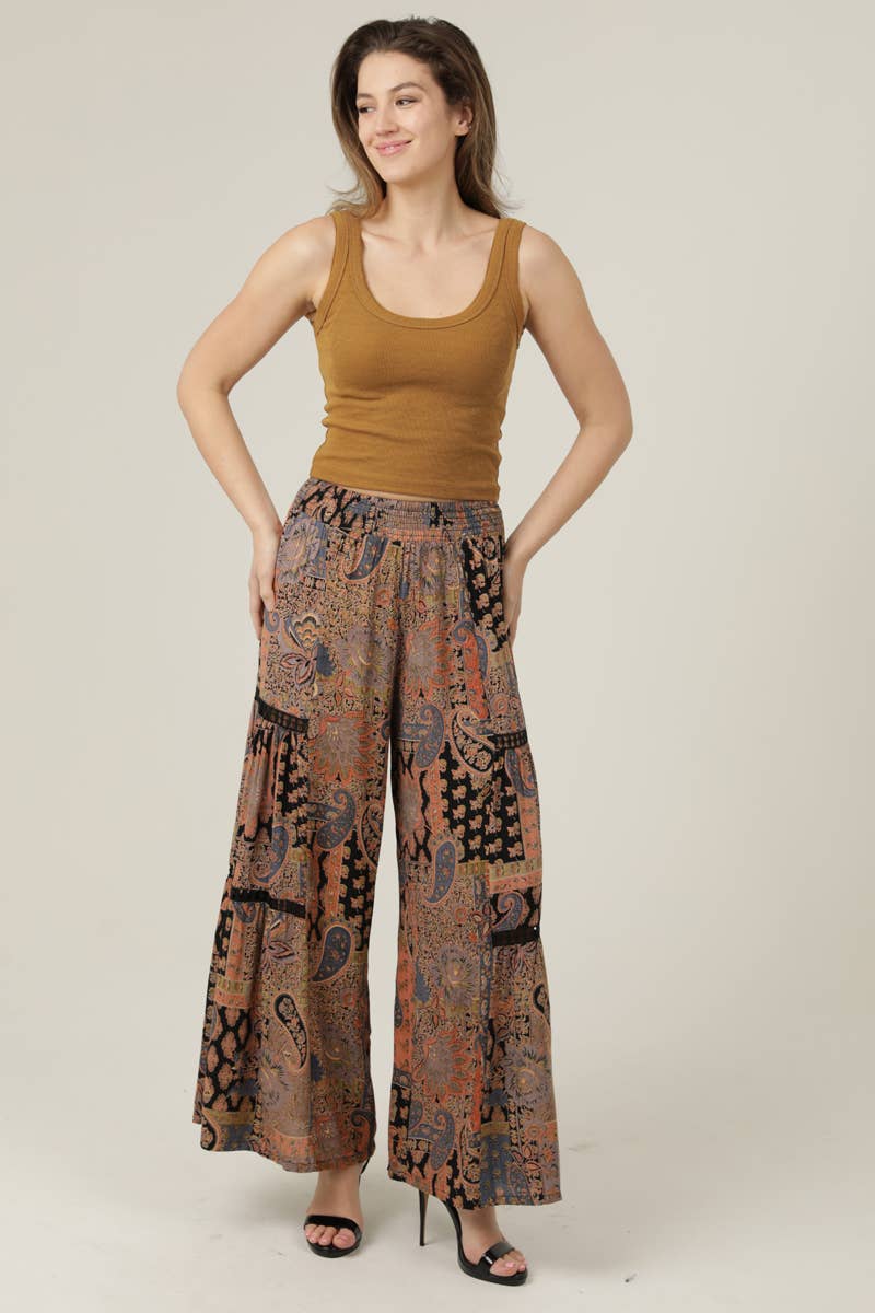 ANGIE - Wholesale Pants - Women's - 25R84-W909 WIDE LEG PANTS WITH LACE INSERTS12