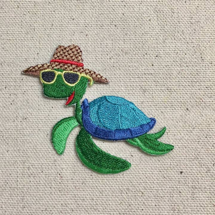 Wholesale Applique - Wholesale Patch - Sea Turtle - Straw Sun Hat/Sunglasses/Beach - Embroidered Patch - Iron on Applique - 697205-A2