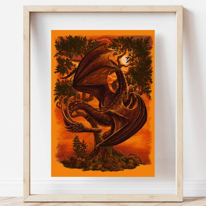 Dragon Enchanted Forest Fantasy Art Print for wholesale by Cailee Corbett