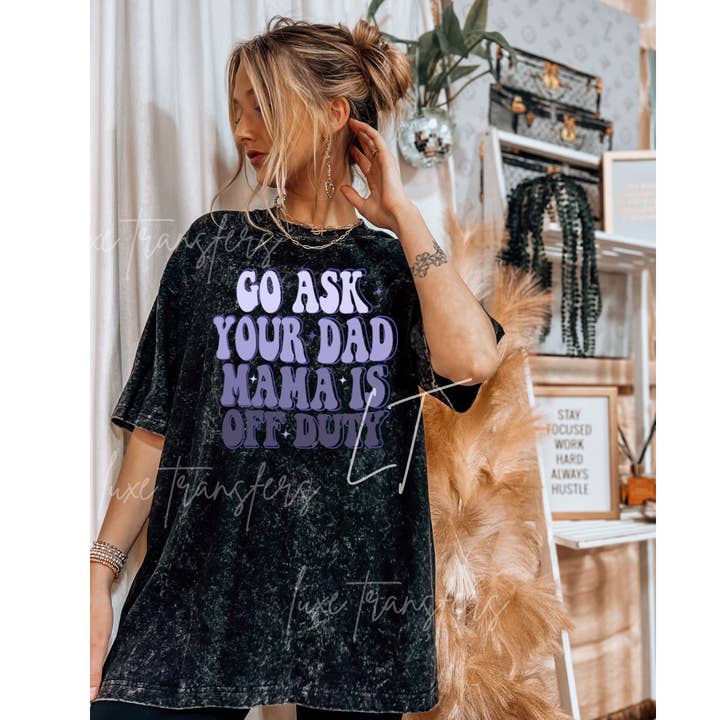 VE A PREGUNTARLE A TU PAPÁ, PURPLE para venta al por mayor de Luxe Transfers / Apparel