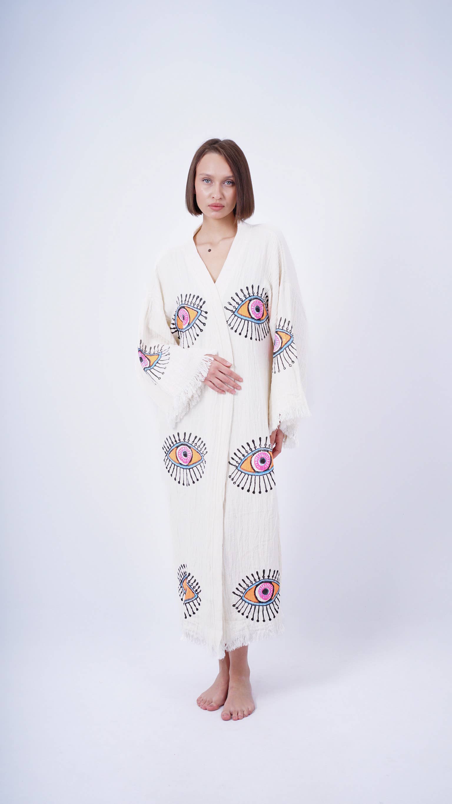 Bodho – Kimono - Mulher por atacado – Artesanal Evil Eye Festival de Boho Kimono, Boho Beachwear2