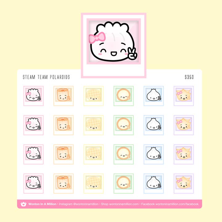Wonton In A Million - Venta al por mayor Pegatina - Equipo de vapor Polaroids