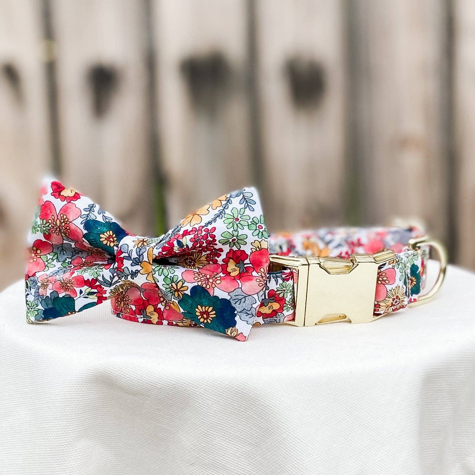 doggish - Wholesale Pet Collar - Dog - Vintage inspired  floral dog collar with gold hardware3
