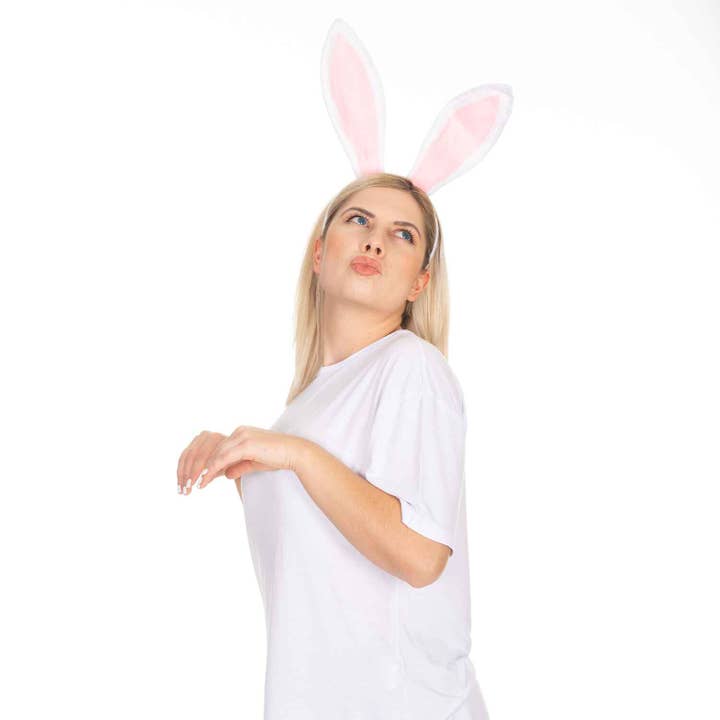 Funcredible – wholesale Fashion headband – women's – White Bunny Ears Headband - Plush Easter Rabbit Ears