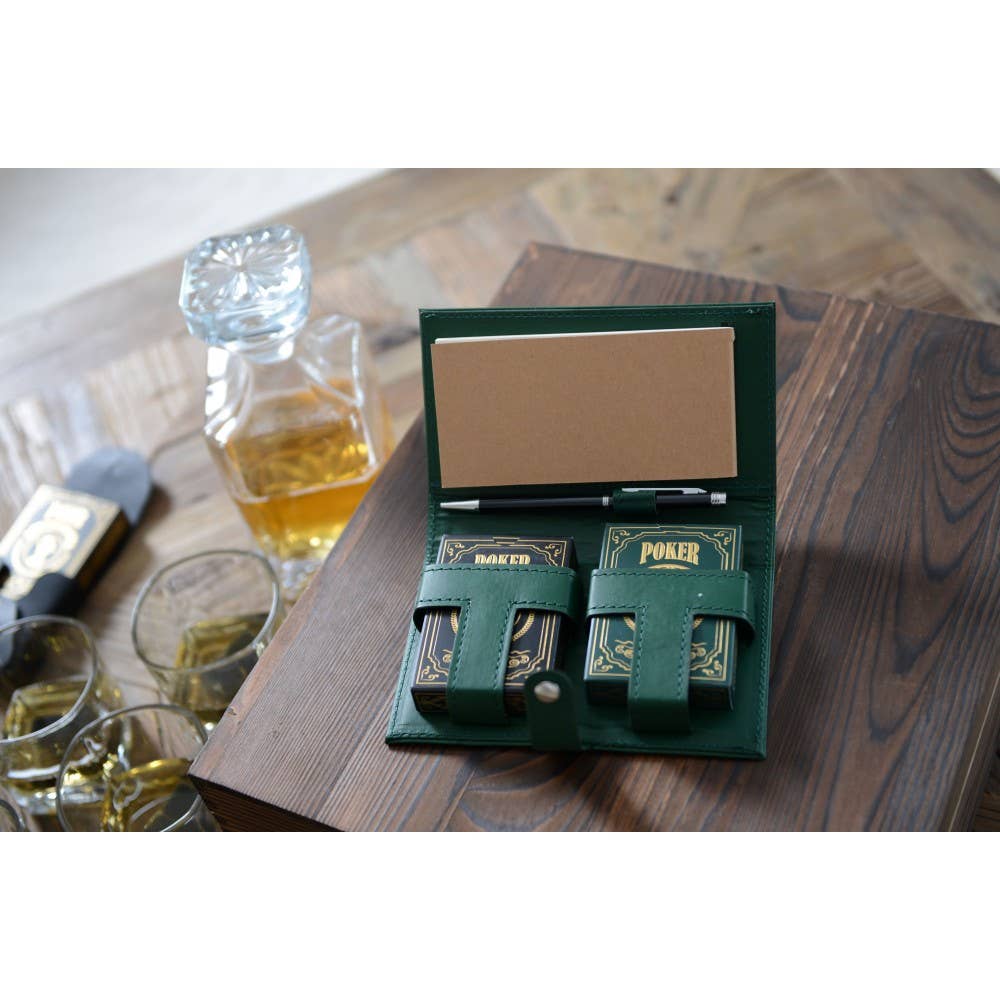 AULICA - Wholesale Card Game - 2 poker games pen and notepad sheets green faux leather3