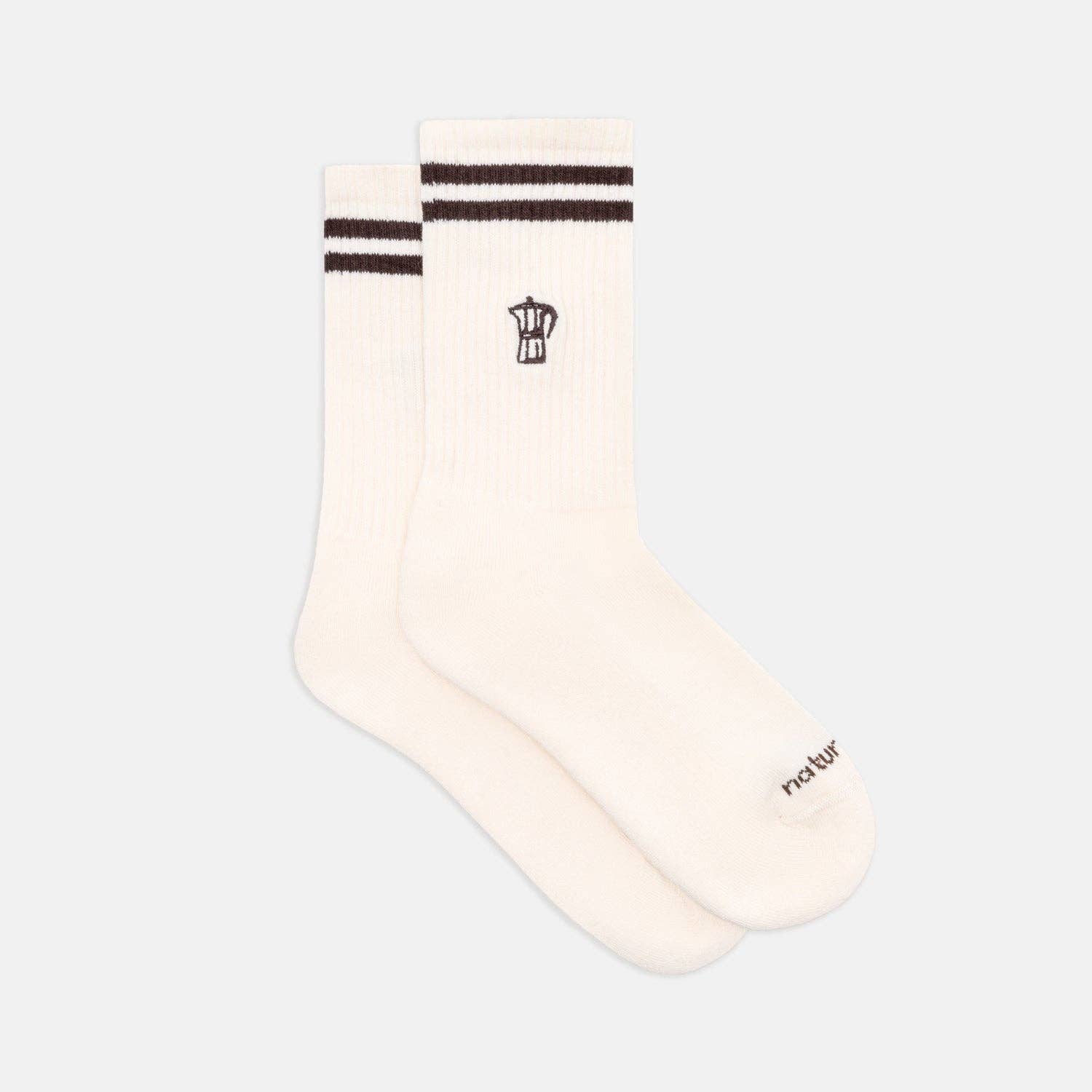 Natural Vibes - Wholesale Socks - Unisex - 2-Pack Coffee - Organic crew socks with embroidery1