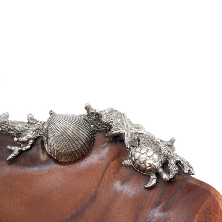 Housewares & Tabletops by Contrast Inc. - Wholesale Decorative tray - Large Acacia Wood Clam Shell Plate Tray1