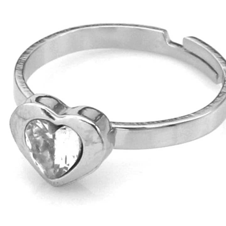 D-B6.1 R1141-004S Anel de Aço Inoxidável Coração de Cristal Ajustável por atacado de Menga Trading
