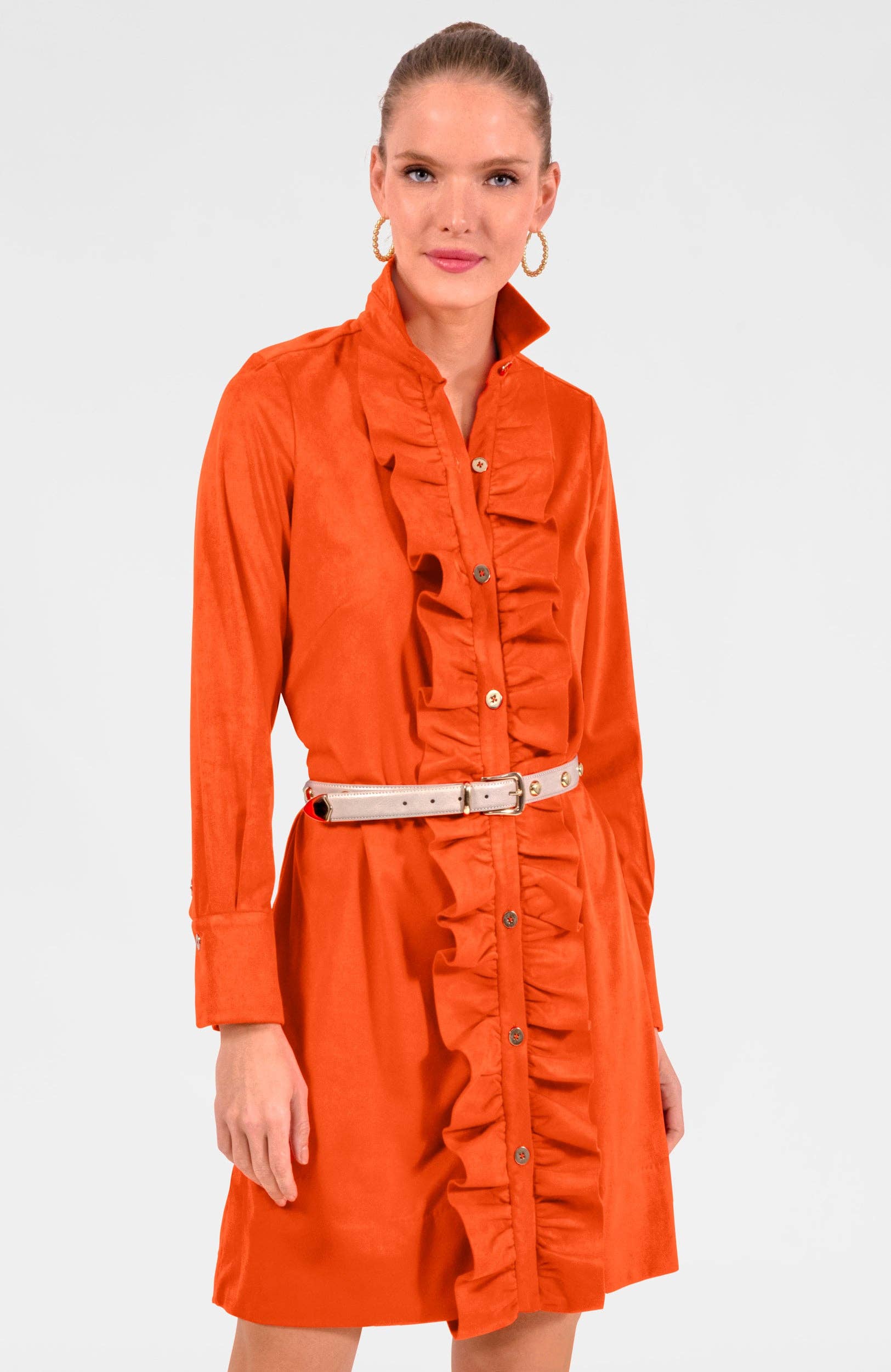 Gretchen Scott LLC - Wholesale Jurk - Dames - Ruffle Rumble Jurk - Ultra Suède13