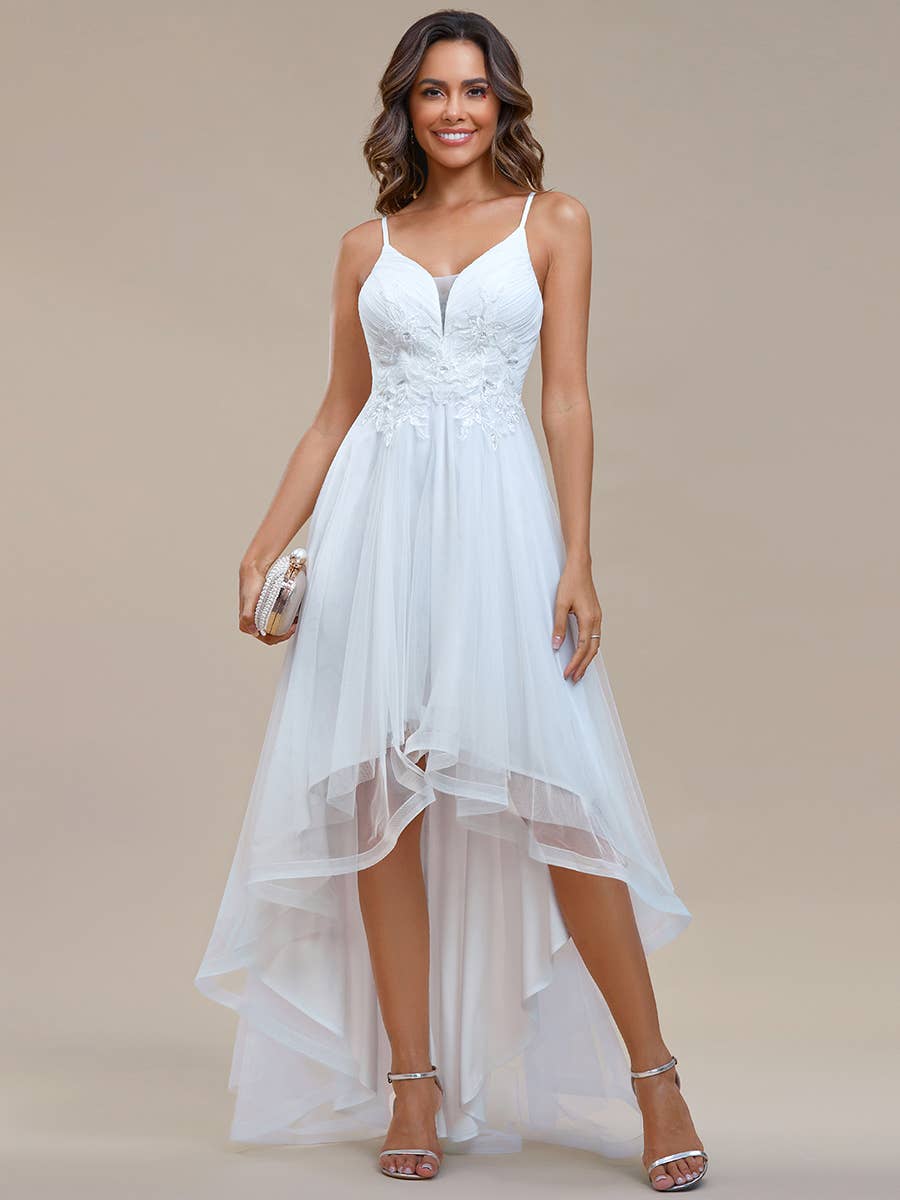 Ever-Pretty – Vestido comprido - Mulher por atacado – Vestidos de festa com aplicação em tule alta e longa3