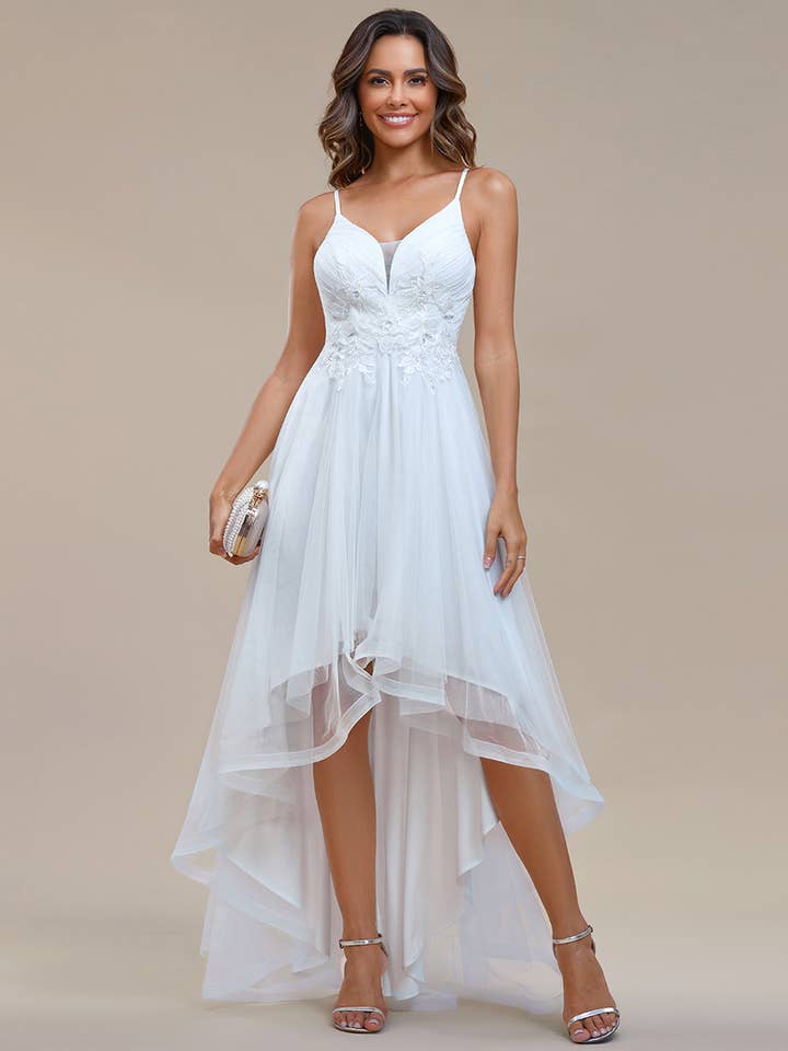 Ever-Pretty – Vestido comprido - Mulher por atacado – Vestidos de festa com aplicação em tule alta e longa3
