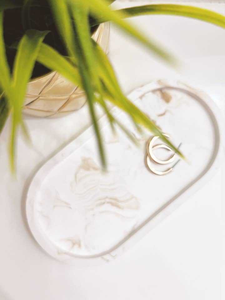Decorative Tray - Marble - Oval Concrete Tray for wholesale by Petite Maison and Co.
