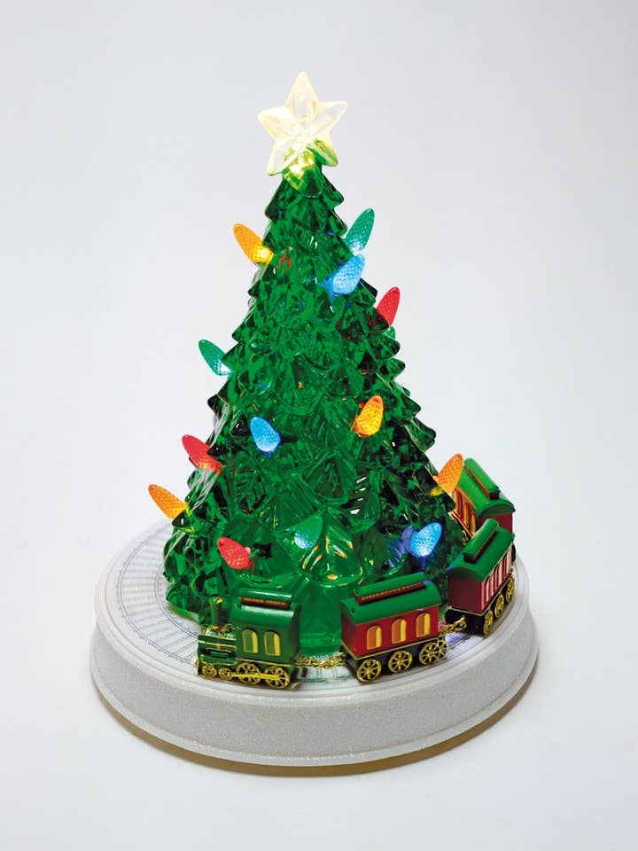 Green illuminated Christmas tree for wholesale by Musicbox world