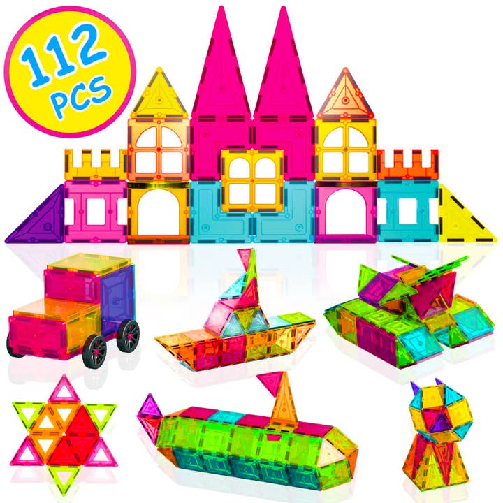 Contixo ST4 Magnetic Tiles 112 PCs 3D Building Blocks for wholesale by Contixo