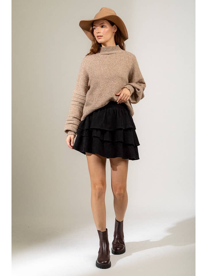 VERY J - Wholesale Skirt - Women's - NS50014-Ruffled Corduroy Solid Mini Skirt17