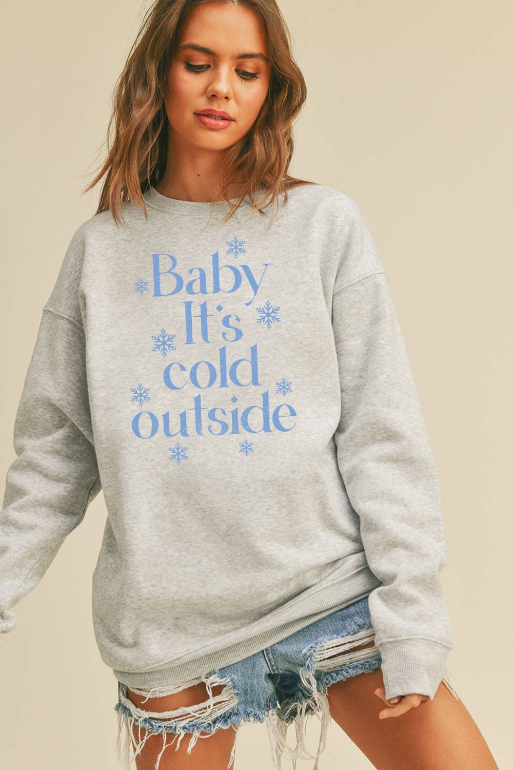 Honestee - Wholesale Sweatshirt - Women's - Baby It's Cold Outside Long Sleeve Sweatshirt3