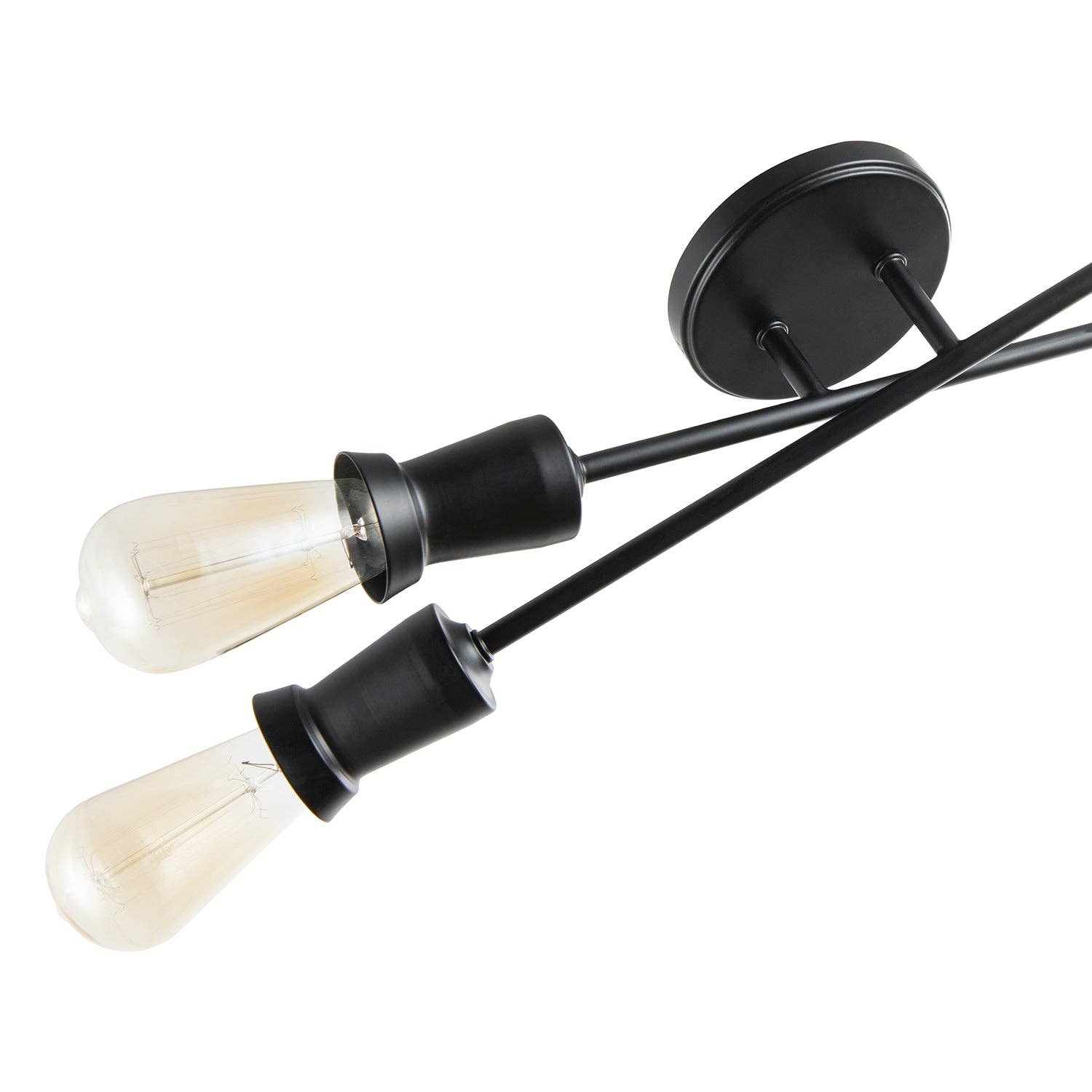 Happy Homewares – wholesale Chandelier/hanging light – Industrial Vintage Matte Black Ceiling Light with Straight Metal Arms4