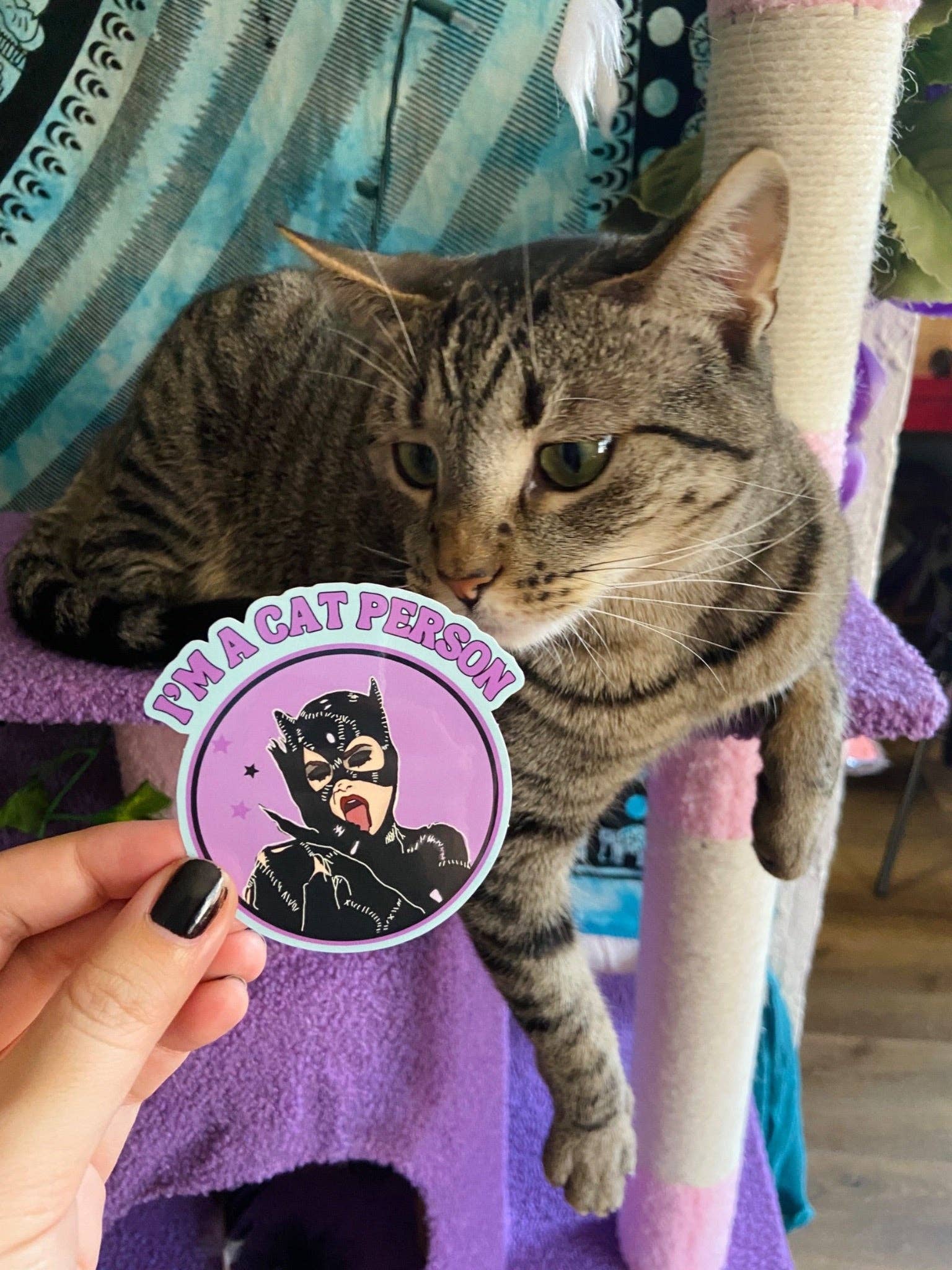 Haunted Fembot - Wholesale Sticker - “I’m a Cat Person” Catwoman Water Bottle Sticker2
