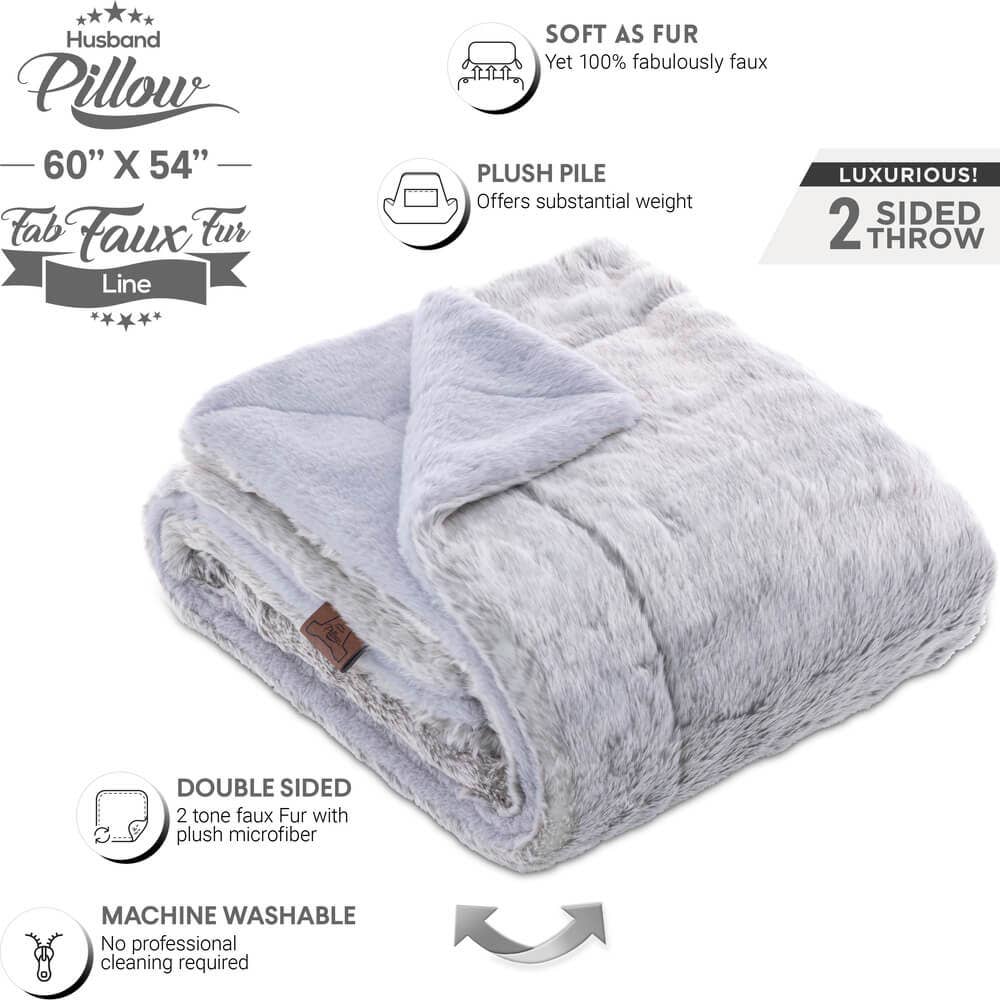 Husband Pillow – Großhandel Überwurfdecke – Ehemann Kissen - Wurfdecke, Exquisite Kunstpelz - Beidseitige Gewichtsdecke 5,7 lbs für Couch, Chaiselongue, Sofas & Stühle. Dicke, schwere seidenweiche Felle (2-farbig, 50"X 60").20