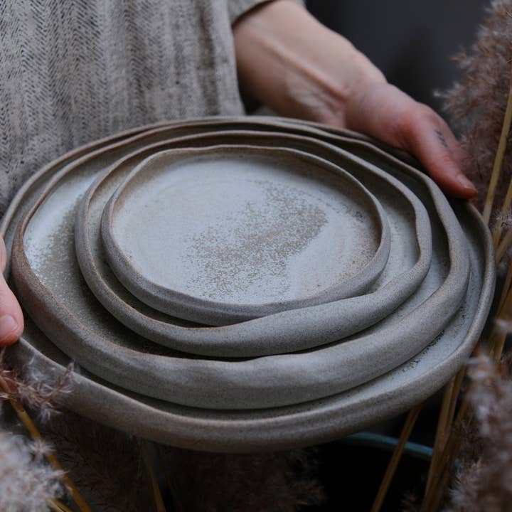 Laima Ceramics - Wholesale Dinner Plate - Stone -Â "Dune" handmade slab-rolled, Stc stoneware plate