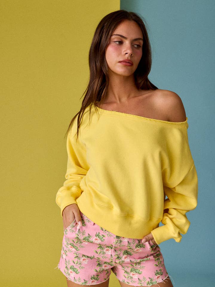 PT17835 - Alina Off Shoulder Cropped Sweatshirt for wholesale by Papermoon