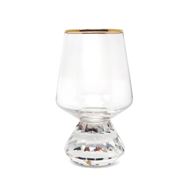 VIVIENCE - Wholesale Shot Glass - Set of 6 Shot Glasses with Diamond Base, Gold Rim