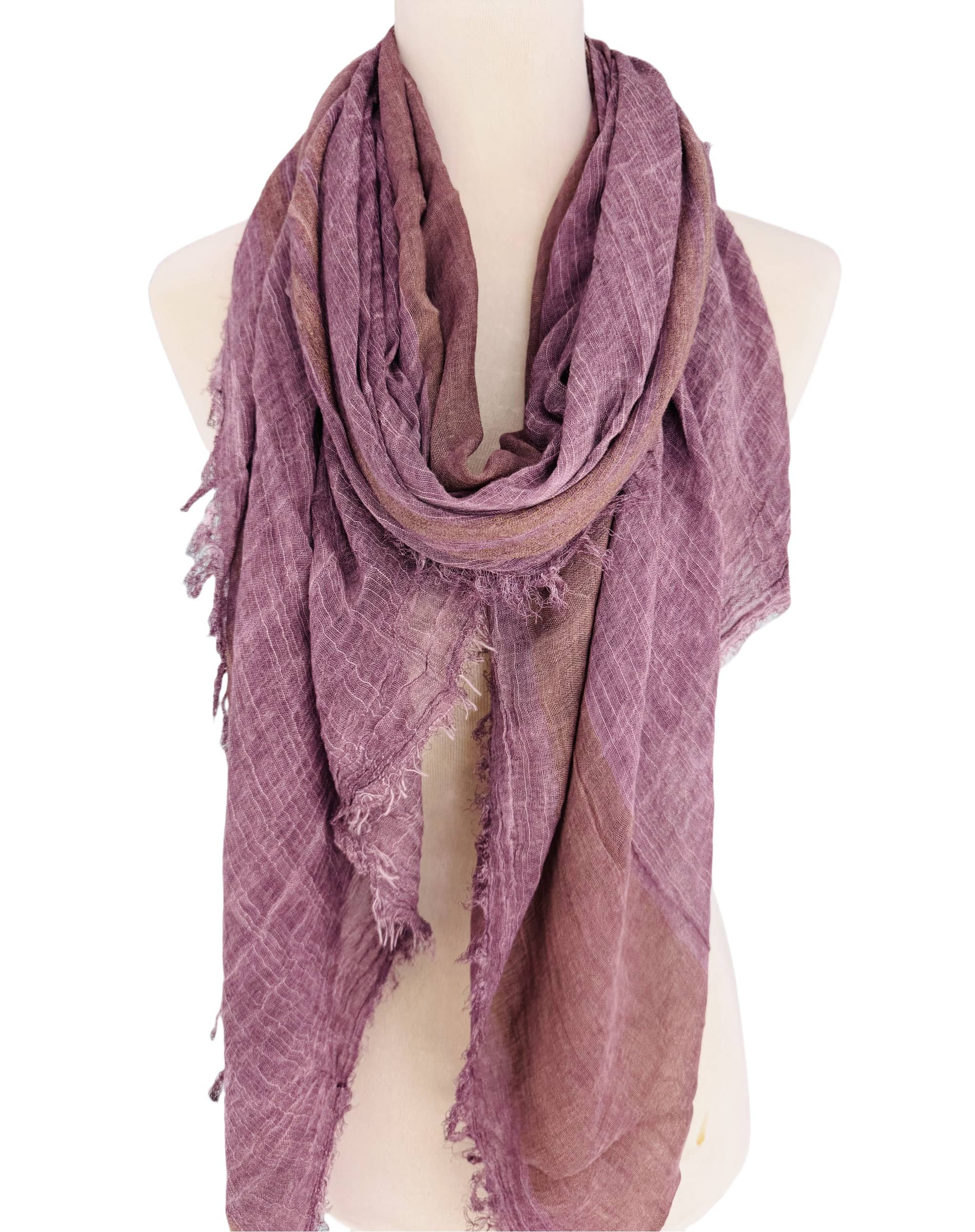 JC Sunny Fashion - Wholesale Scarf - Women's - Classic Vintage Stonewash Stripe-Trimmed Scarf13