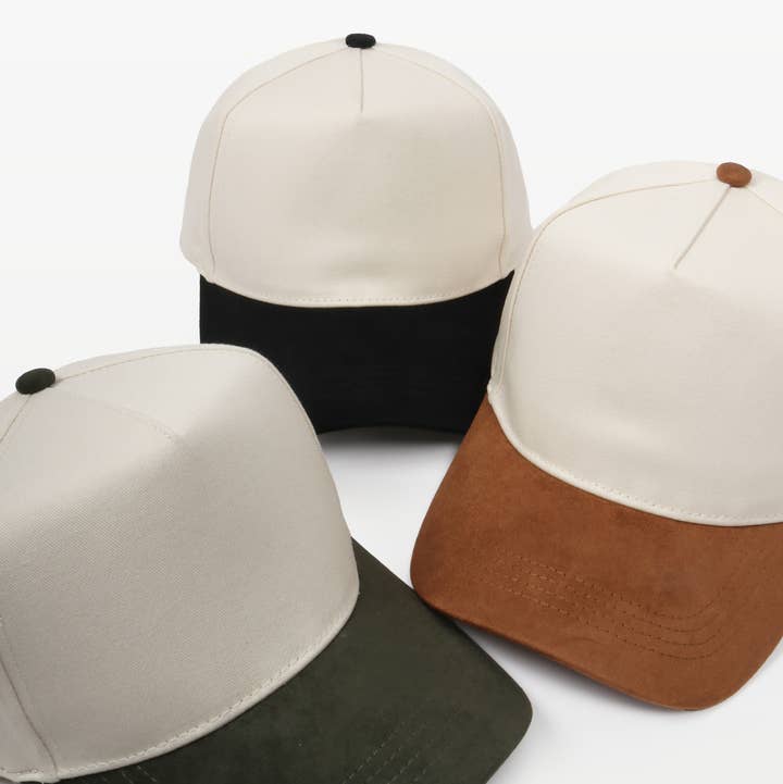 SUEDE BRIM 5 Panel Baseball Cap for wholesale by David And Young