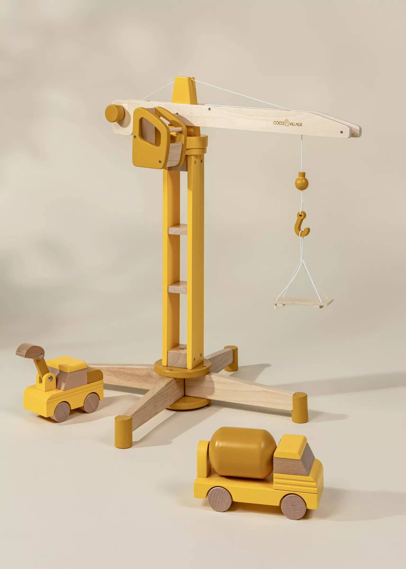 Coco Village - Wholesale Wood Toy - Kids - Oversized Wooden Construction Crane2