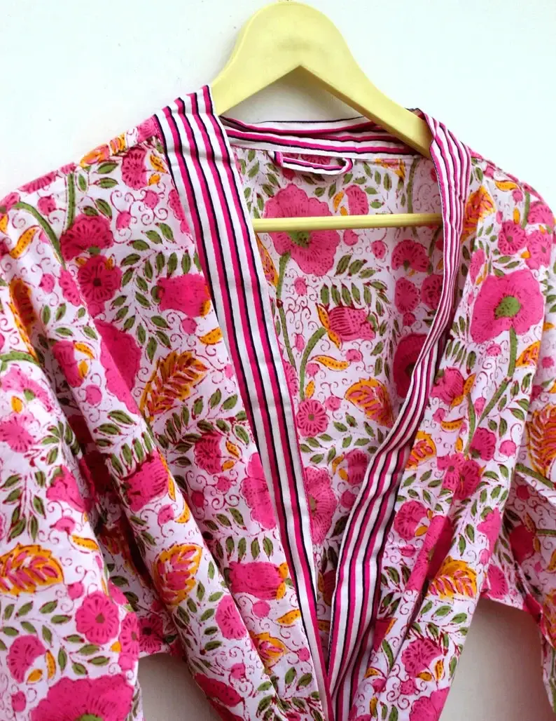 GYPSY STUDIO - Wholesale Robe - Women's - Block Print Robes Bridesmaid Kimono Robe Floral Kimono Robes3