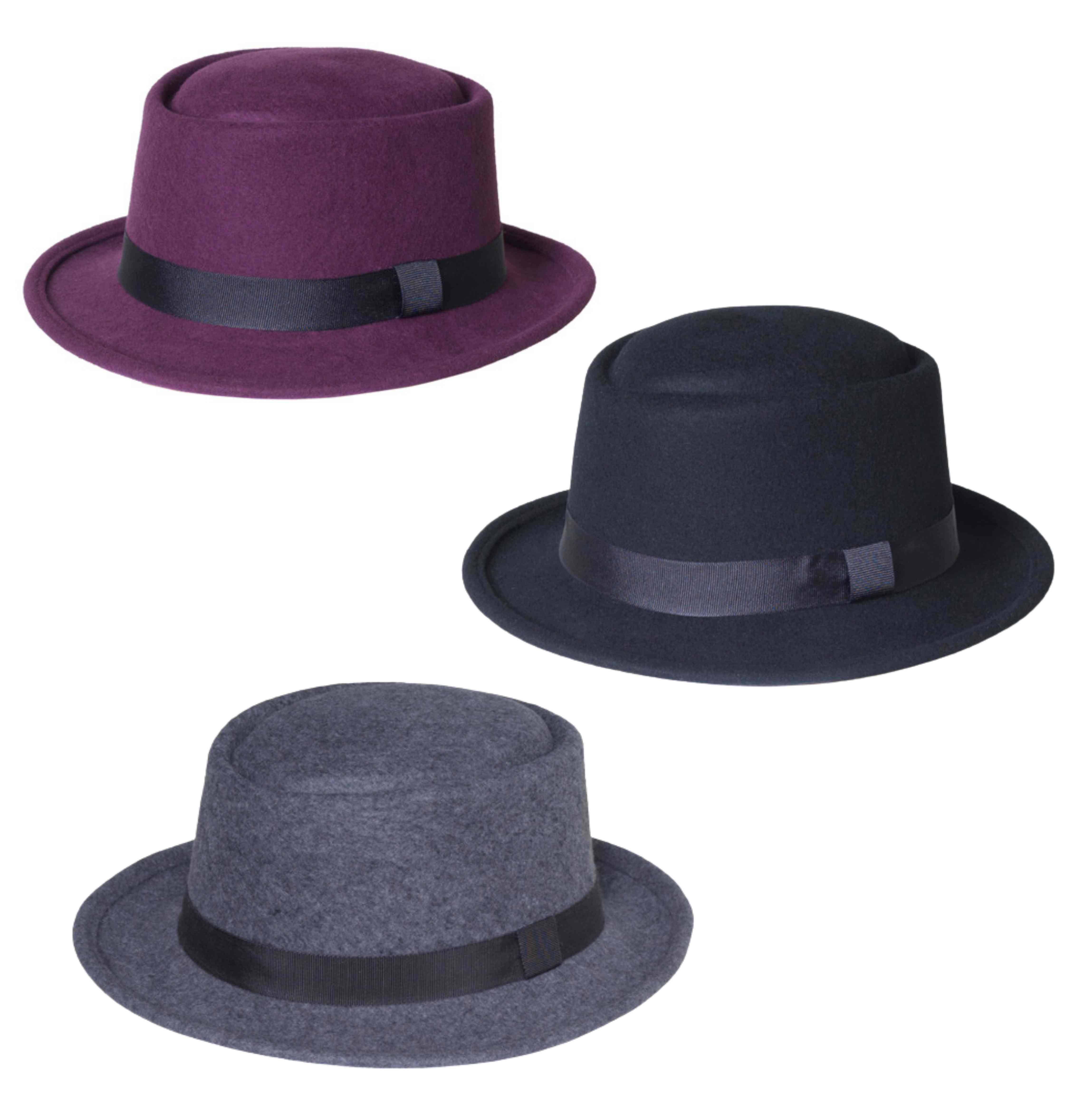 Toucan Hat Company/ Carole Amper - Venta al por mayor Sombrero fedora - Unisex - Tarta de cerdo de fieltro3