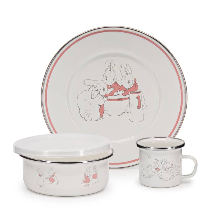 Golden Rabbit Home - Wholesale Dinnerware Set - Girl Rabbits Child Set
