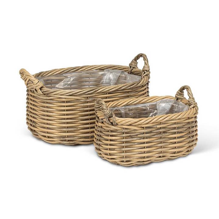 Juego de 2 cestas ovaladas con asas-7x10 y 9x13"L para venta al por mayor de Abbott