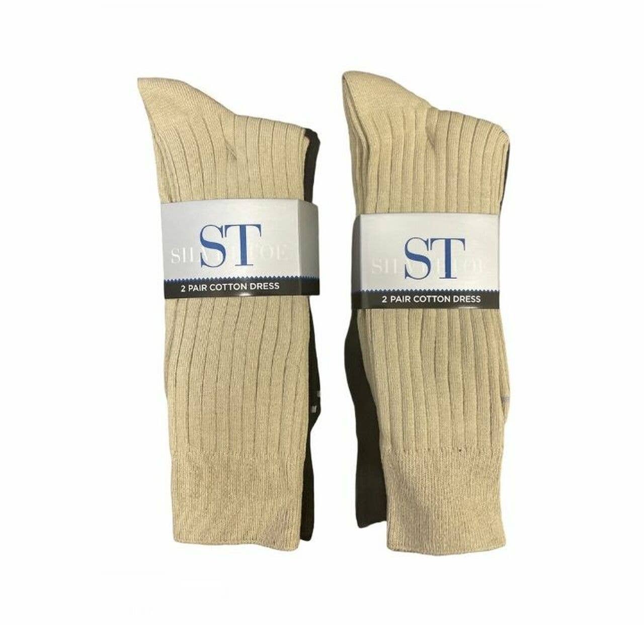 Infinite Basics - Wholesale Socks - Men's - 4-Pair SilverToe Men’s Casual Black & Beige Crew Socks1