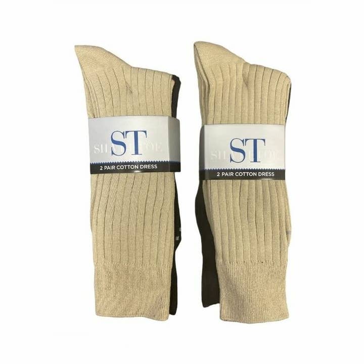 Infinite Basics - Wholesale Socks - Men's - 4-Pair SilverToe Men’s Casual Black & Beige Crew Socks1