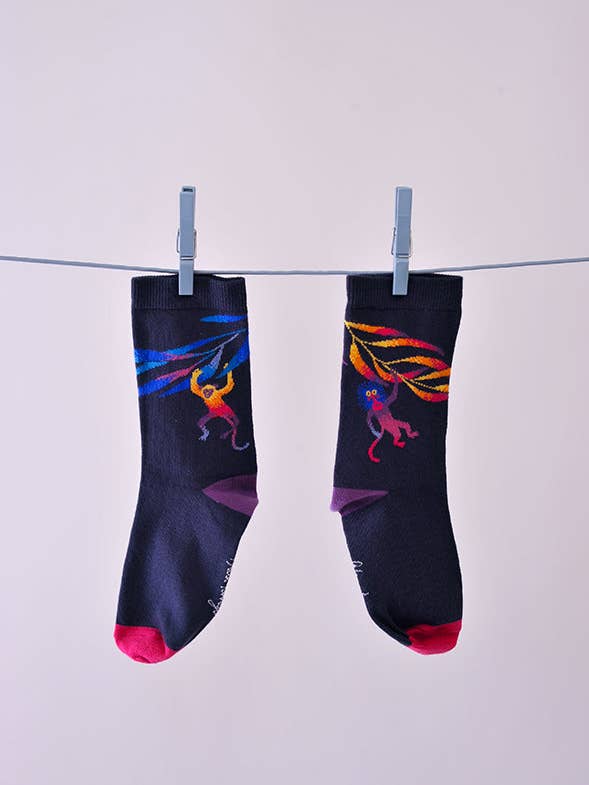 Patterned print Socks Monkeys pour la vente par Bleu tango