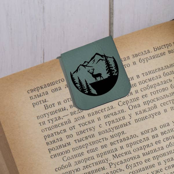 Deer Scene - Magnetic Leatherette Bookmark - Choose your leatherette color! for wholesale by Smashing Ink Vinyl