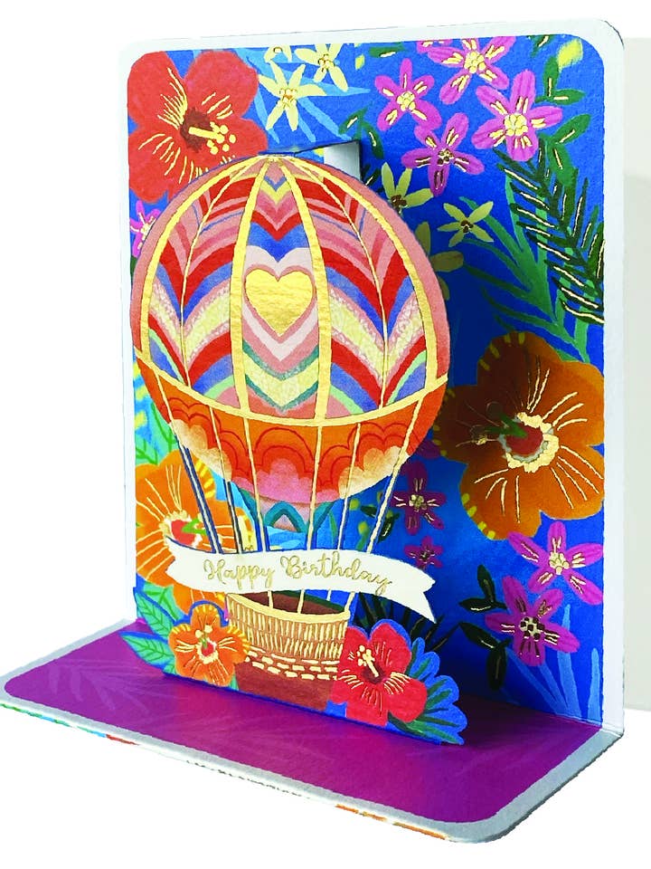 Imagen de tarjeta desplegable pequeña de cumpleaños con forma de globo aerostático para venta al por mayor de Party Partners