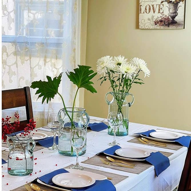Noah Decoration - Wholesale Vase - Farmhouse Double Ear Blue Tint Glass Vase Large medium small