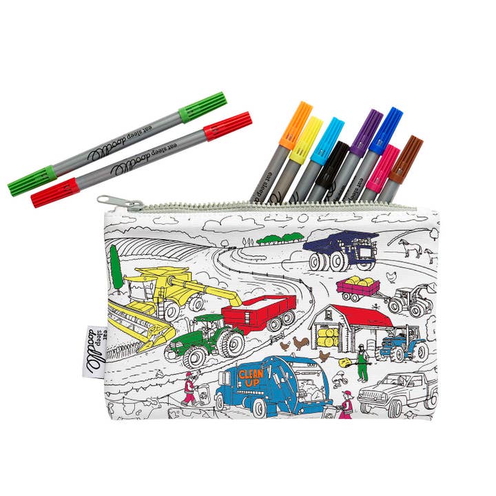 eatsleepdoodle - Wholesale Pencil Case/Pouch - Craft Kit - Color In Cars, Trucks & Tractors Pencil Case