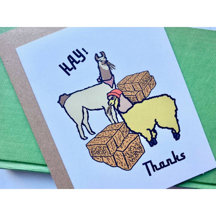 HEI LO CARDS - Wholesale Thank You Card - "Hay! Thanks" Llama & Alpaca Thank You Card1