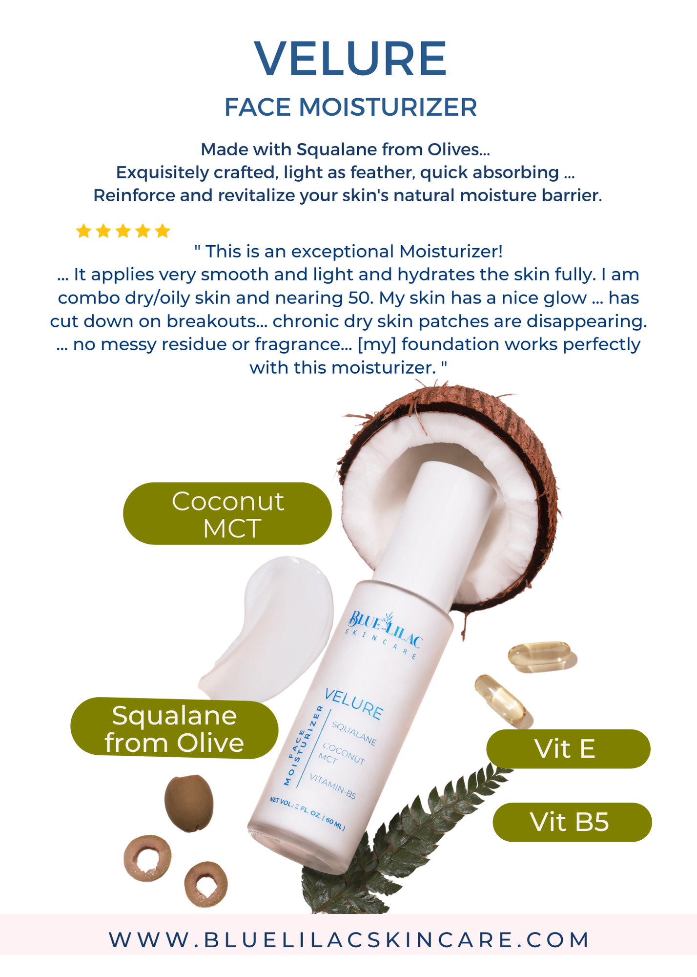 Blue Lilac Skincare - Wholesale Facial Moisturizer - Face Moisturizer with Squalane1