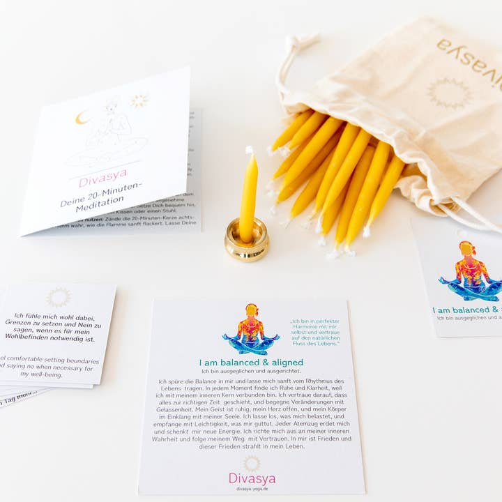 Divasya - Wholesale Meditation Supplies - 20-Minute Candles | Gift Set | I am balanced & aligned1