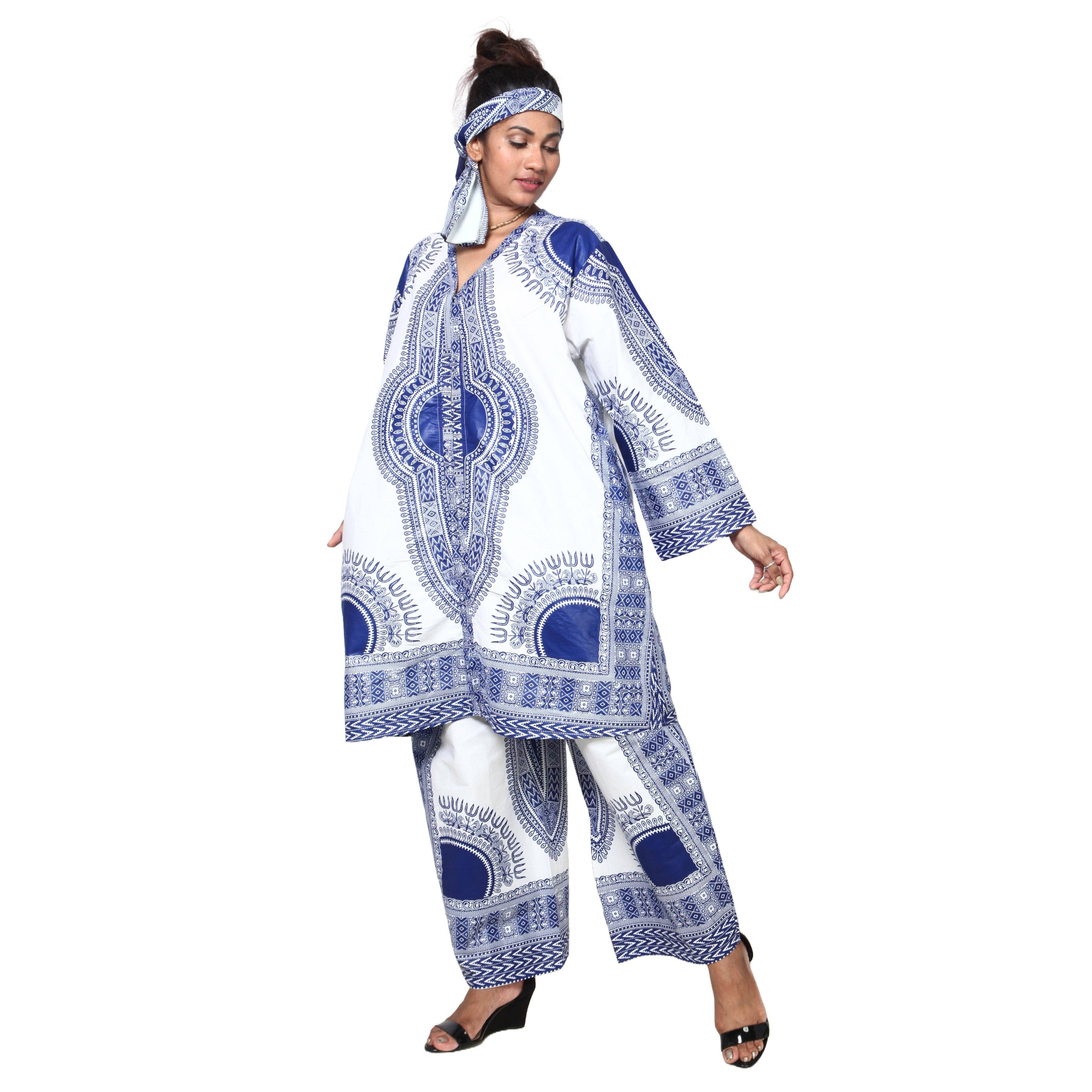 African Stars - Wholesale Top & Pant Set (NOT Loungewear) - Women's - Women's Dashiki Tunic Top and Matching Pants Set -- FI-404913